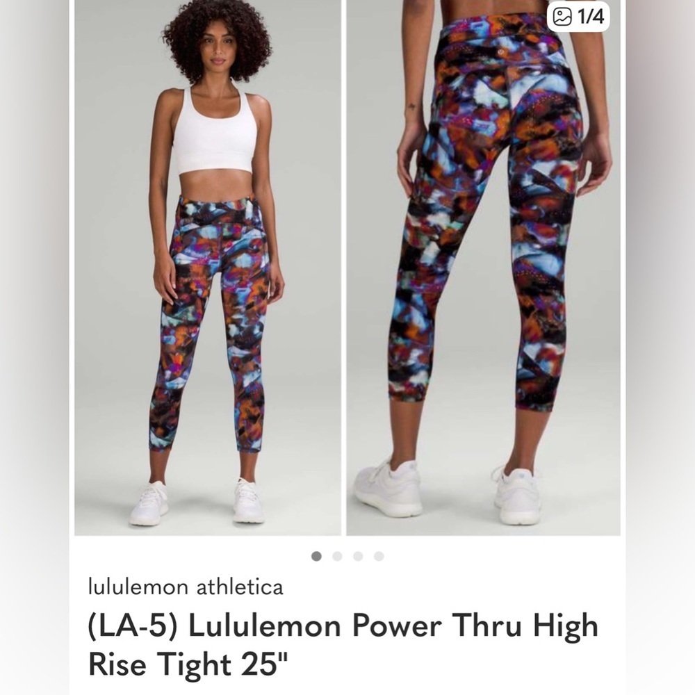 lululemon athletica Vibrant Patterned High Rise Leggings- Power Thru HR 25"
